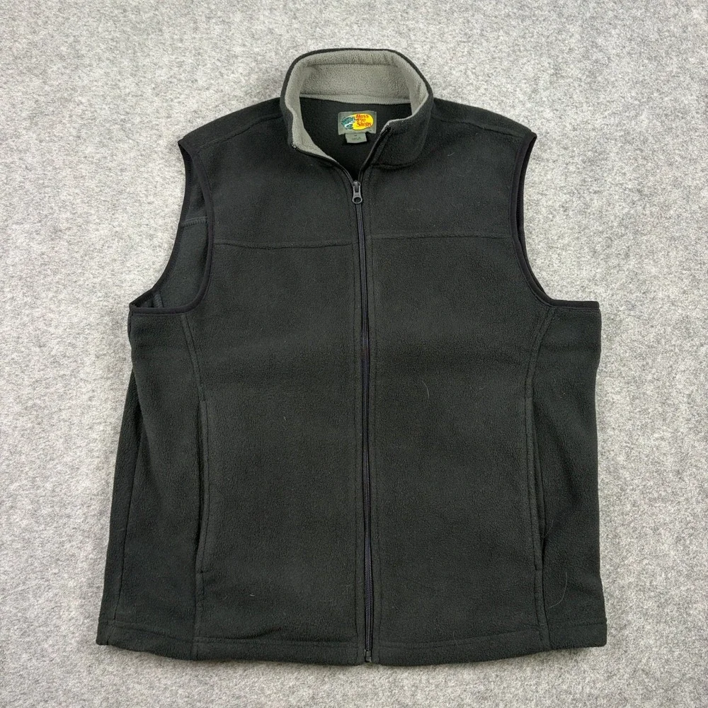Bass Pro‎ Shops Fleece Vest Mens Medium Black Full Zip Gorpcore Outdoor Workwear